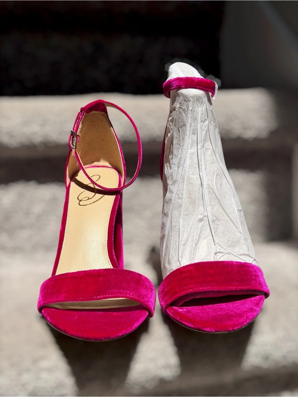 NEW Sam Edelman Yaro Raspberry Velvet Block Heels Barbiecore Glam Women’s 10